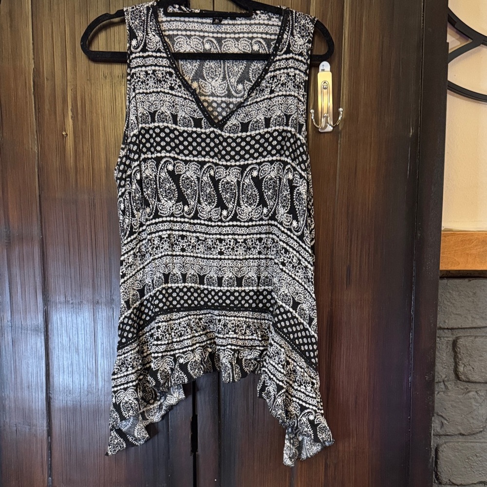 Living Doll Monochrome Paisley Tank Top